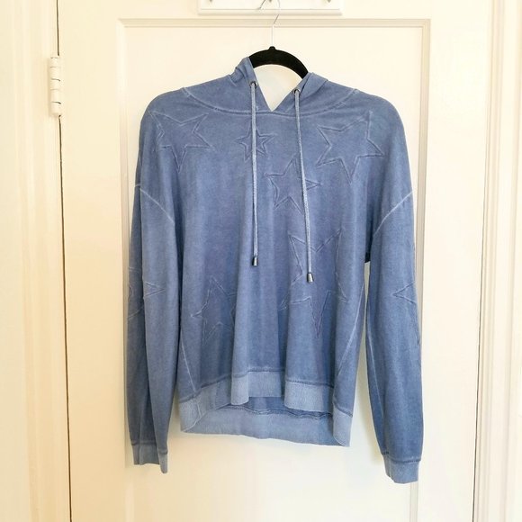 Grey & Gray Women's size Medium Blue Star-Embroidered Hoodie - Picture 1 of 13